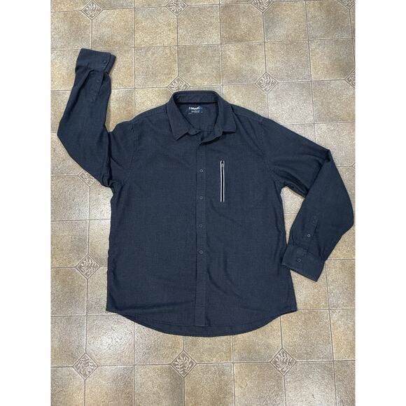 Men's Button Down Tony Hawk Shirt Size XL Long Sleeve Chest Pocket Dark Gray EUC - Picture 3 of 10